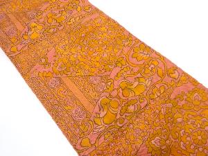 本場筑前博多切りばめ風向かい鴛鴦に華文・古典柄織り出し名古屋帯